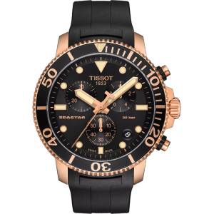 Tissot Мъжки часовник Tissot Seastar 1000 Chronograph 120.417. 37.051. 00, Черен / Златен (TIS120.417.37.051.00) Часовници