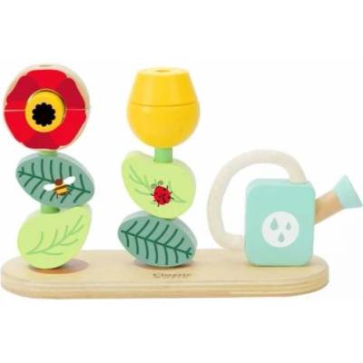 Classic World Дървена играчка - кубчета за нанизване Цветна градина