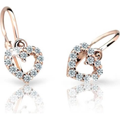 Cutie Jewellery detské náušnice z ružového zlata C2157-10-X-4 biela