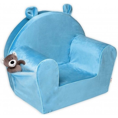 Baby Nellys Dětské křesílko Teddy Velvet s boční kapsou, modré
