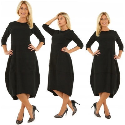 pohodlné teplákové šaty oversized MF896 čierna