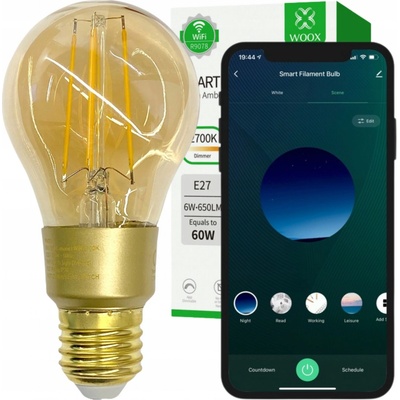 Woox Smart LED žárovka E27 6W teplá bílá R9078 WiFi Tuya