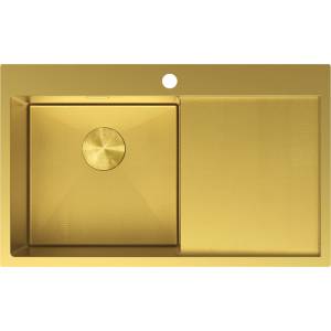 Mexen Exar стоманена мивка с 1-камерно корито и ляв капак, 780 x 480 mm, златен HC (6433781010L-55HC) Мивка за вграждане