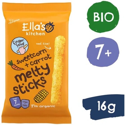 Ella's Kitchen БИО Хрупкави пръчици с царевица и морков (16 г)