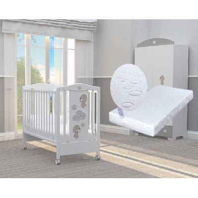 Bambino Casa Бебешко легло Bambino Casa - Giochi divertenti, бял + подарък матрак Primavera (202525)