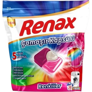  Renax, Перилни капсули 5 в 1 за цветни дрехи, 30 пранета