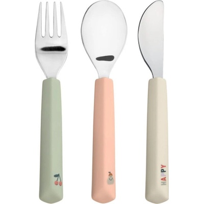 Lässig Dětský příbor Cutlery with Silicone Handle 3 ks Happy Fruits cherry