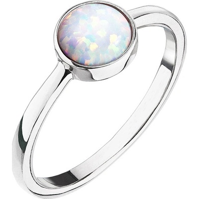 Pavona Stříbrný prsten se syntetickým opálem bílý kulatý 15001.1