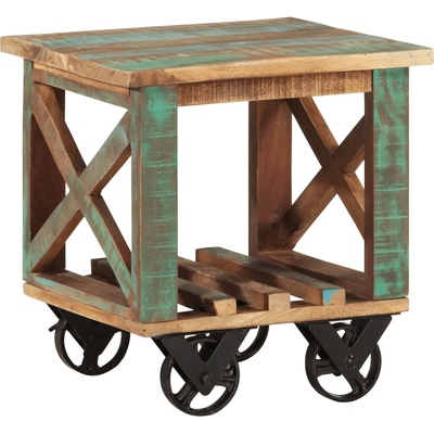 vidaXL Помощна маса с колелца 40x40x42 см масивно регенерирано дърво (338005)