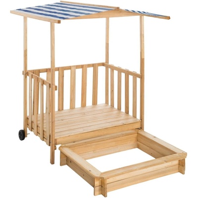 tectake 403239 hrací domeček s verandou a pískovištěm 106x105x137cm zelená