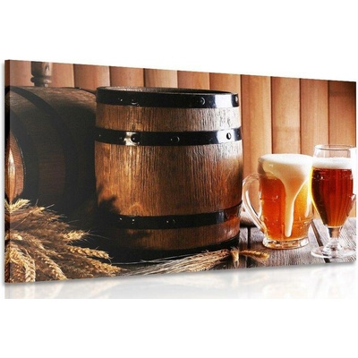 Obraz pivo s pivním soudkem - 150x100