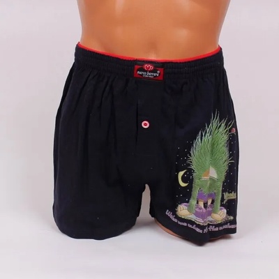 Памучен боксер в черен цвят със забавна картинка