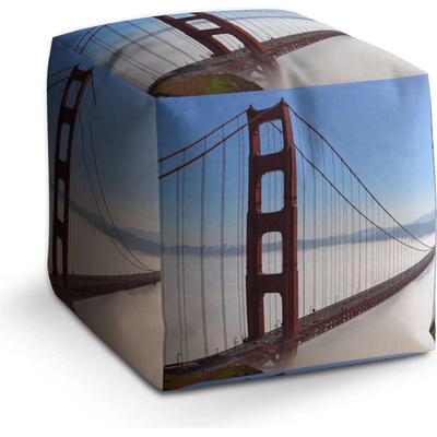 Sablio Taburet Kostka Golden Gate v mlze: 40x40x40 cm