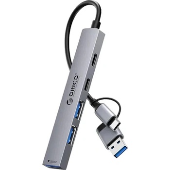 Image 1 of ORICO хъб HUB USB-C 5 port - USB3.0 x 1, USB2.0 x 2, USB-C x 2, Aluminium - YSA4-U2-GY (6942227136350)