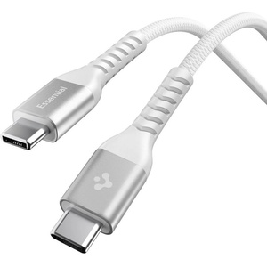 Spigen Кабел за данни Spigen Essential EB10010CCA (ACA11102) - Type-C към Type-C, Nylon, 100W, 1м - Бял