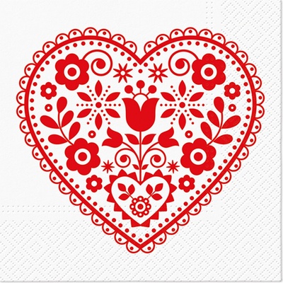 PAW Ubrousky TaT Folk Embroidery Heart 33x33cm – Zboží Dáma