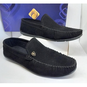 vili-shop Мъжки кадифени мокасини с емблема на конче