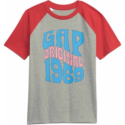 GAP Raglan Fashion sivá červená tyrkysová