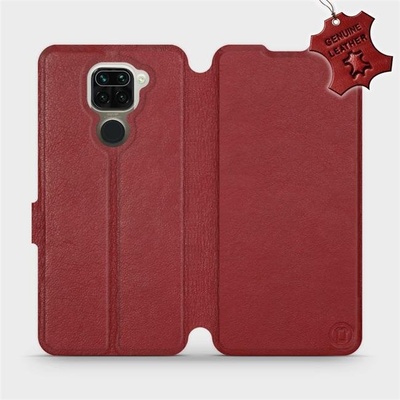 Pouzdro Mobiwear Luxusní flip Xiaomi Redmi Note 9 kožené Tmavě červené