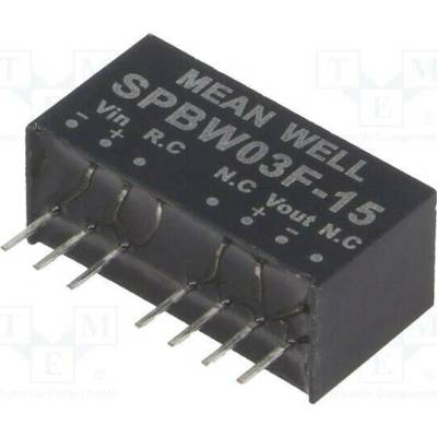 MEAN WELL SPBW03F-15 Měnič: DC/DC; 3W; Uvst: 9÷36VDC; Uvýst: 15VDC; Ivýst: 0÷200mA; SIP8