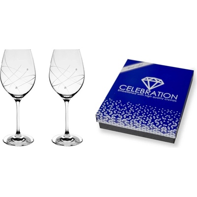 Bohemia Crystal červené víno přátelská souprava galaxie Swarovski Preciosa 2 x 470 ml
