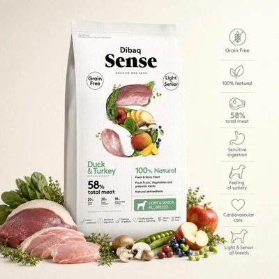 Dibaq Sense Grain Free Duck & Turkey Light & Senior 12 kg
