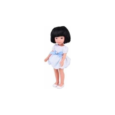 Jokomisiada Lovely Girl Doll with Black Short Hair in White Dress 33cm ZA5850