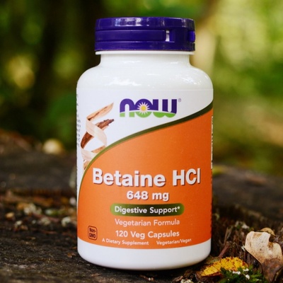 Now Foods Betaine HCL 648 mg Pepsín 120 kapsúl