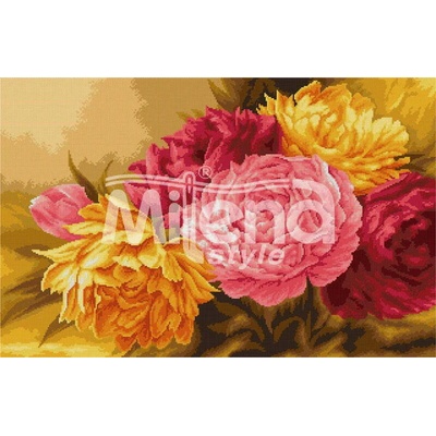 Milena Style Пано с божури - гоблен със схема конци dmc 1: 1