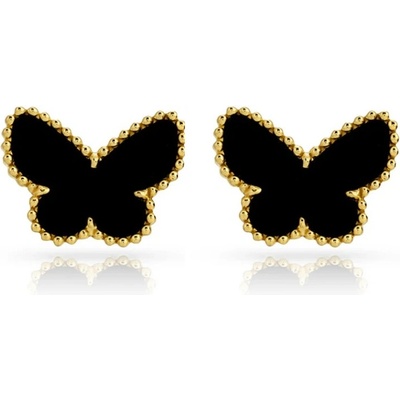Majya Strieborné náušnice LUCKY AMELIE black pozlátené 11826