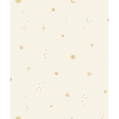Grandeco Vliesová tapeta Little Dreamers Vesmír krémová 0,53 x 10,05 m