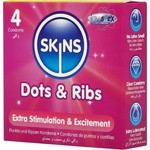 Skins - презервативи с оребрение и точки - 4 броя - lovesexshop