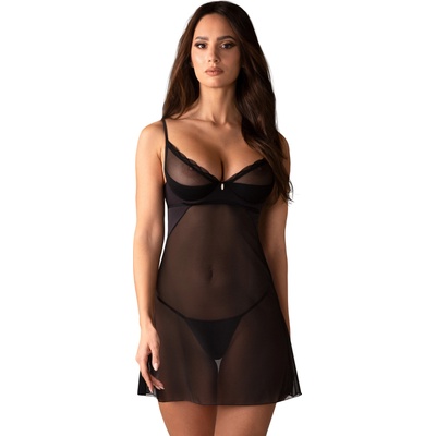Obsessive Stelisa Chemise & Thong Black L/XL