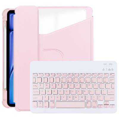 Въртящ се калъф 360° с клавиатура и място за Apple Pencil за iPad Pro 11" (2024/2025) - розово (78173)