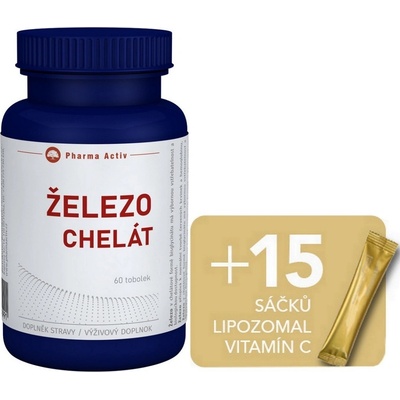 Pharma Activ Železo chelát 60 tobolek + železo FER test 1 ks