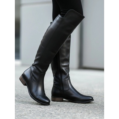 Ema Vysoké kozačky nad kolena z pravé kůže 040 černé – Zbozi.Blesk.cz