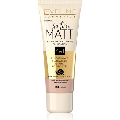 Eveline Cosmetics Satin Matt Tónovací krém s matným efektem 104 Beige 30 ml