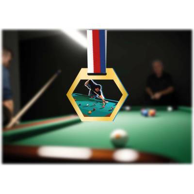 Akrylátová medaile Billiard Zlatá