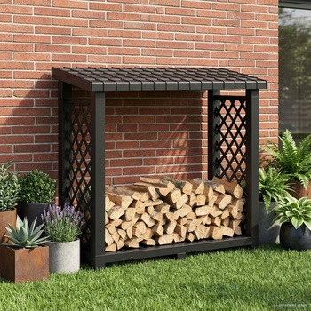 vidaXL Стойка за дърва 114 x 46 x 101 см ПП Антрацит (42041757)