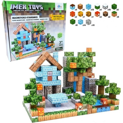 iMex Toys Magnetická stavebnice 100 ks minecraft