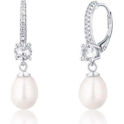 JwL Luxury Pearls pôvabné strieborné náušnice s pravými perlami a zirkónmi JL0739