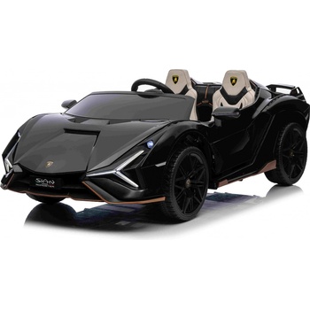 Beneo elektrické autíčko Lamborghini Sian 4X4 12V 2,4 GHz diaľkové ovládanie USB / AUX Vstup Bluetooth Odpruženie Vertikálne otváracie dvere mäkké EVA kolesá LED Svetlá ORIGINAL licen čierná