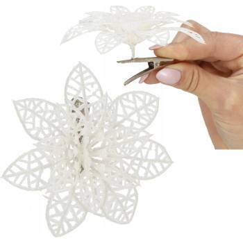 SPRINGOS Vianočná hviezda s klipom 14x14 cm biela