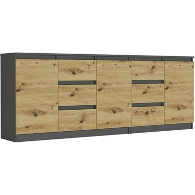 Framire Sada komod antracit mix artisan 200 x 76 x 33 cm R-200-S6