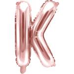 PartyDeco Балон от фолио Mini - Буква К 35см розово златен