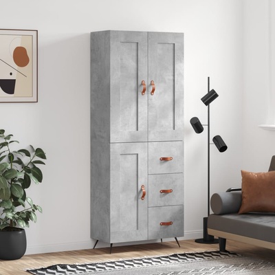 vidaXL Висок шкаф, бетонно сив, 69, 5x34x180 см, инженерно дърво (3199981)