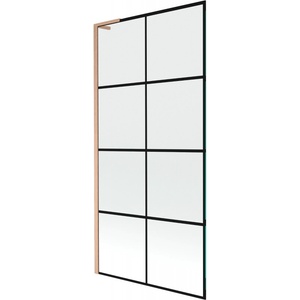 Mexen Next L единичен параван за вана 90 x 150 cm, черна решетка, изчеткана мед - 895-090-000-03-77-65 (895-090-000-03-77-65)