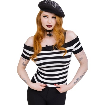 KILLSTAR Дамски пуловер KILLSTAR - Noir Nancy Bardot - Black/White - KSRA013171