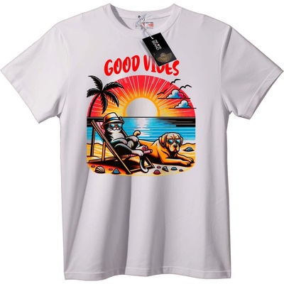 NOONEBRAND Тениска Добри Вибрации Плажно Куче - 6XL, Black
