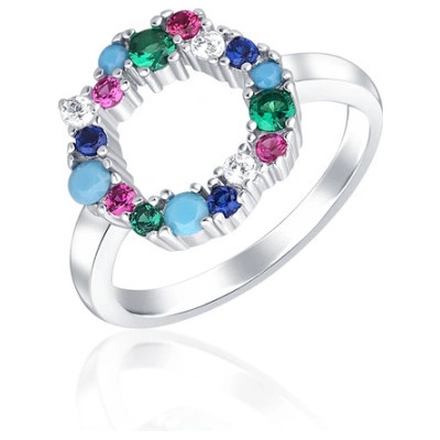 JVD SVLR0518XH2BA Stříbrný prsten s barevnými zirkónmi